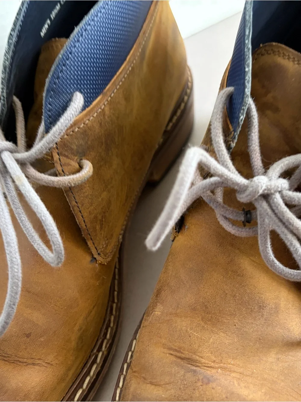 Cole Haan Brown Leather Chukka Boots with Navy Collar
